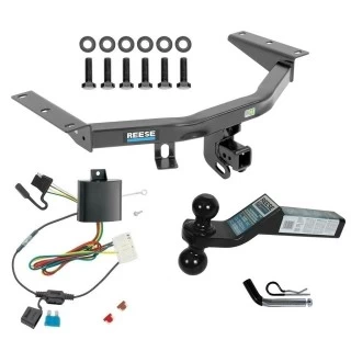 For 2014-2020 Acura MDX Trailer Hitch Tow PKG w/ 4-Flat Wiring + Dual Ball Ball Mount 2" & 2-5/16" Trailer Balls + Pin/Clip (Excludes: w/Full Size Spare Tire Models) By Reese Towpower
