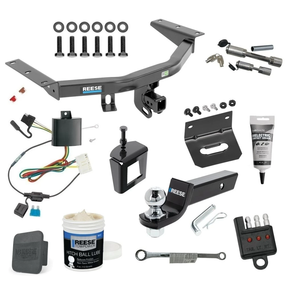 For 2014-2020 Acura MDX Trailer Hitch Tow PKG w/ 4-Flat Wiring + Starter Kit Ball Mount w/ 2" Drop & 2" Ball + Wiring Bracket + Hitch Cover + Dual Hitch & Coupler Locks + Wiring Tester + Ball Lube + Electric Grease + Ball Wrench + Anti R