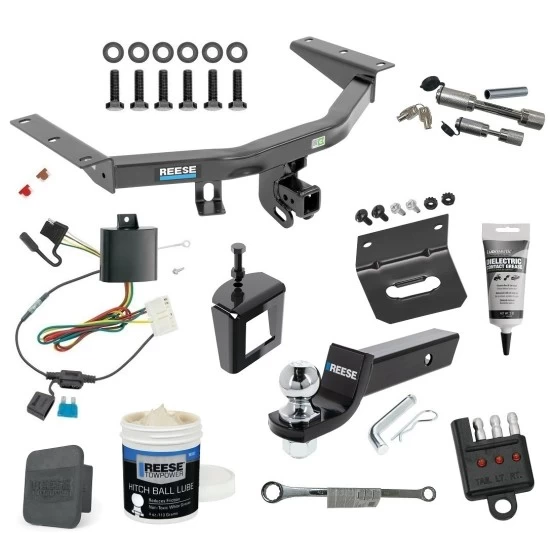 For 2014-2020 Acura MDX Trailer Hitch Tow PKG w/ 4-Flat Wiring + Starter Kit Ball Mount w/ 2" Drop & 2" Ball + Wiring Bracket + Hitch Cover + Dual Hitch & Coupler Locks + Wiring Tester + Ball Lube + Electric Grease + Ball Wrench + Anti R