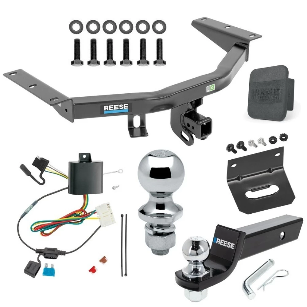 For 2014-2020 Acura MDX Trailer Hitch Tow PKG w/ 4-Flat Wiring + Starter Kit Ball Mount w/ 2" Drop & 2" Ball + 1-7/8" Ball + Wiring Bracket + Hitch Cover (Excludes: w/Full Size Spare Tire Models) By Reese Towpower