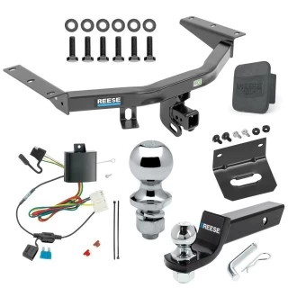 For 2014-2020 Acura MDX Trailer Hitch Tow PKG w/ 4-Flat Wiring + Starter Kit Ball Mount w/ 2" Drop & 2" Ball + 1-7/8" Ball + Wiring Bracket + Hitch Cover (Excludes: w/Full Size Spare Tire Models) By Reese Towpower
