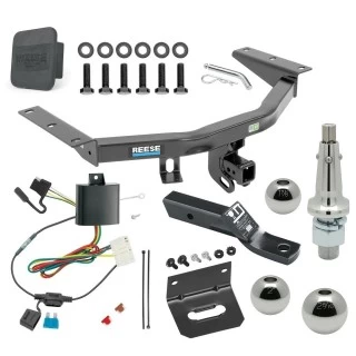 For 2014-2020 Acura MDX Trailer Hitch Tow PKG w/ 4-Flat Wiring + Ball Mount w/ 2" Drop + Interchangeable Ball 1-7/8" & 2" & 2-5/16" + Wiring Bracket + Hitch Cover (Excludes: w/Full Size Spare Tire Models) By Reese Towpower