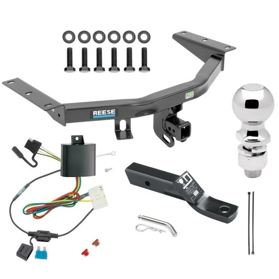 For 2014-2020 Acura MDX Trailer Hitch Tow PKG w/ 4-Flat Wiring + Ball Mount w/ 2" Drop + 2-5/16" Ball (Excludes: w/Full Size Spare Tire Models) By Reese Towpower