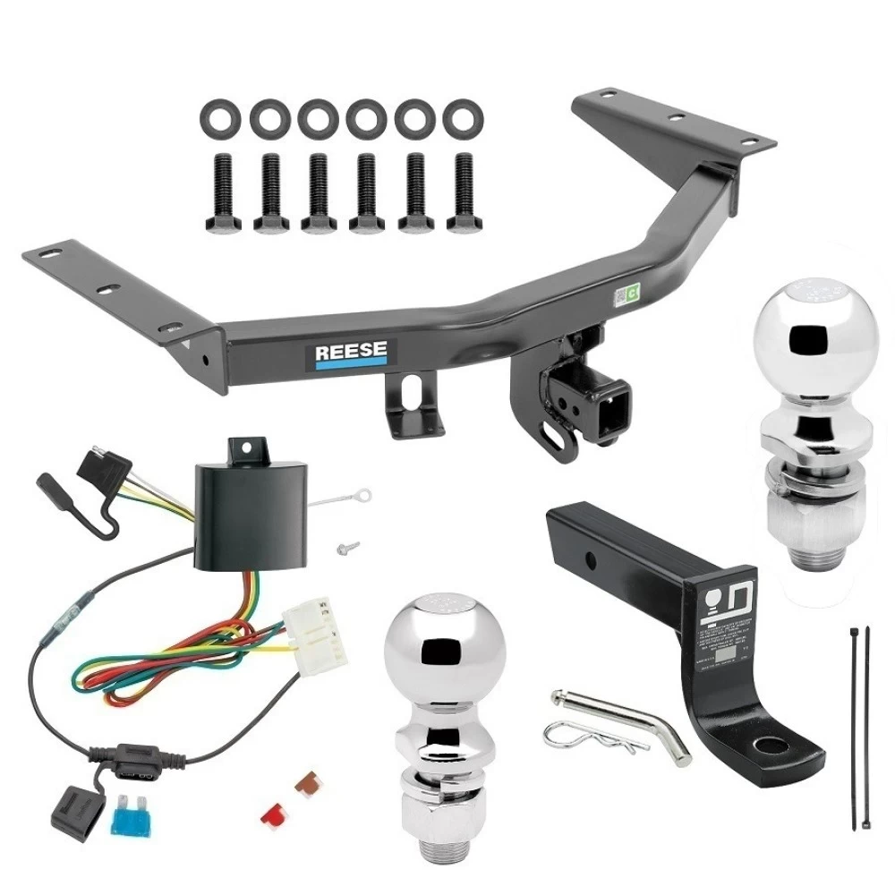 For 2014-2020 Acura MDX Trailer Hitch Tow PKG w/ 4-Flat Wiring + Ball Mount w/ 4" Drop + 2" Ball + 2-5/16" Ball (Excludes: w/Full Size Spare Tire Models) By Reese Towpower
