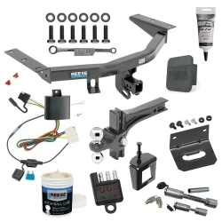 For 14-20 Acura MDX Trailer Hitch Tow PKG Wiring + Dual Adjustable Drop Rise Ball Mount 2" & 2-5/16" Trailer Balls+Bracket+Cover+Dual Hitch & Coupler Locks+Wiring Tester+Ball Lube+Electric Grease+Ball Wrench+Anti Rattle Device By Reese
