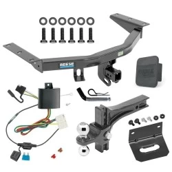 For 2014-2020 Acura MDX Trailer Hitch Tow PKG w/ 4-Flat Wiring + Dual Adjustable Drop Rise Ball Ball Mount 2" & 2-5/16" Trailer Balls + Pin/Clip + Wiring Bracket + Hitch Cover (Excludes: w/Full Size Spare Tire Models) By Reese Towpower