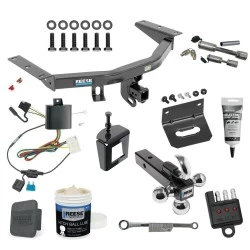 For 14-20 Acura MDX Trailer Hitch Tow PKG w Wiring + Triple Ball Mount 1-7/8" & 2" & 2-5/16" w/ Tow Hook +Bracket+Cover+Dual Hitch & Coupler Locks+Wiring Tester+Ball Lube+Electric Grease+Ball Wrench+Anti Rattle Device By Reese