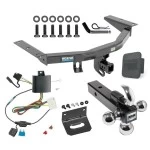 For 2014-2020 Acura MDX Trailer Hitch Tow PKG w/ 4-Flat Wiring + Triple Ball Ball Mount 1-7/8" & 2" & 2-5/16" Trailer Balls w/ Tow Hook + Pin/Clip + Wiring Bracket + Hitch Cover (Excludes: w/Full Size Spare Tire Models) By Reese Tow