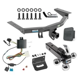 For 2014-2020 Acura MDX Trailer Hitch Tow PKG w/ 4-Flat Wiring + Triple Ball Ball Mount 1-7/8" & 2" & 2-5/16" Trailer Balls w/ Tow Hook + Pin/Clip + Wiring Bracket + Hitch Cover By Reese Towpower