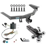 For 2014-2020 Acura MDX Trailer Hitch Tow PKG w/ 4-Flat Wiring + Triple Ball Ball Mount 1-7/8" & 2" & 2-5/16" Trailer Balls w/ Tow Hook + Pin/Clip (Excludes: w/Full Size Spare Tire Models) By Reese Towpower