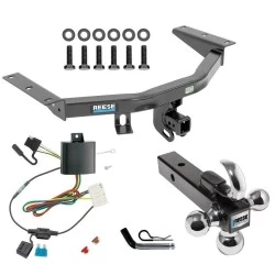 For 2014-2020 Acura MDX Trailer Hitch Tow PKG w/ 4-Flat Wiring + Triple Ball Ball Mount 1-7/8" & 2" & 2-5/16" Trailer Balls w/ Tow Hook + Pin/Clip (Excludes: w/Full Size Spare Tire Models) By Reese Towpower