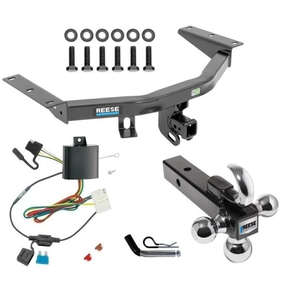 For 2014-2020 Acura MDX Trailer Hitch Tow PKG w/ 4-Flat Wiring + Triple Ball Ball Mount 1-7/8" & 2" & 2-5/16" Trailer Balls w/ Tow Hook + Pin/Clip (Excludes: w/Full Size Spare Tire Models) By Reese Towpower