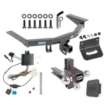 For 2014-2020 Acura MDX Trailer Hitch Tow PKG w/ 4-Flat Wiring + Adjustable Drop Rise Triple Ball Ball Mount 1-7/8" & 2" & 2-5/16" Trailer Balls + Pin/Clip + Wiring Bracket + Hitch Cover (Excludes: w/Full Size Spare Tire Models) By 
