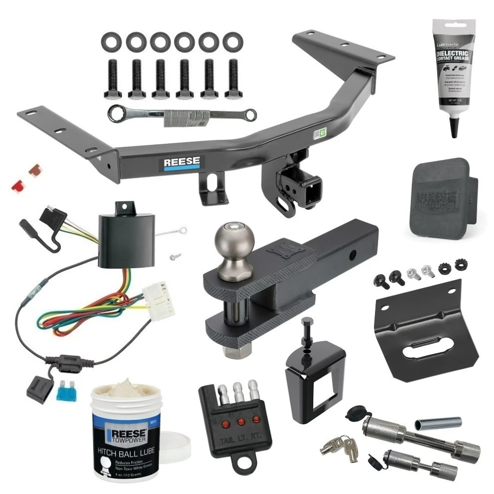For 2014-2020 Acura MDX Trailer Hitch Tow PKG w/ 4-Flat Wiring + Clevis Hitch Ball Mount w/ 2" Ball + Wiring Bracket + Hitch Cover + Dual Hitch & Coupler Locks + Wiring Tester + Ball Lube + Electric Grease + Ball Wrench + Anti Rattle Device (Excl