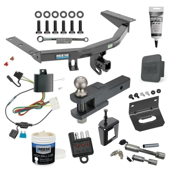 For 2014-2020 Acura MDX Trailer Hitch Tow PKG w/ 4-Flat Wiring + Clevis Hitch Ball Mount w/ 2" Ball + Wiring Bracket + Hitch Cover + Dual Hitch & Coupler Locks + Wiring Tester + Ball Lube + Electric Grease + Ball Wrench + Anti Rattle Device (Excl