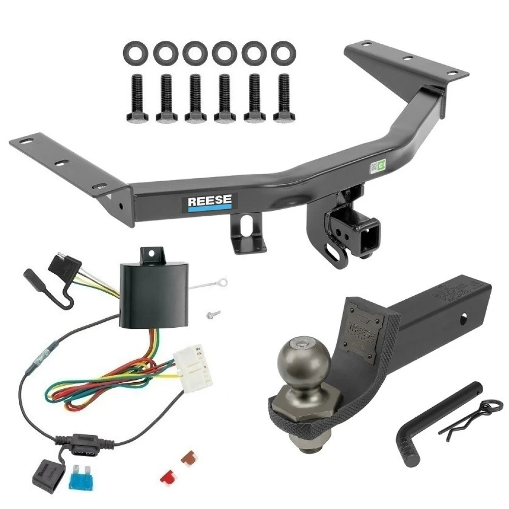 For 2014-2020 Acura MDX Trailer Hitch Tow PKG w/ 4-Flat Wiring + Interlock Tactical Starter Kit w/ 2" Drop & 2" Ball (Excludes: w/Full Size Spare Tire Models) By Reese Towpower