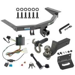 For 2014-2020 Acura MDX Trailer Hitch Tow PKG w/ 4-Flat Wiring + Interlock Tactical Starter Kit w/ 2" Drop & 2" Ball + Tactical Hook & Shackle Mount + Tactical Dogbone Lock + Wiring Bracket By Reese Towpower