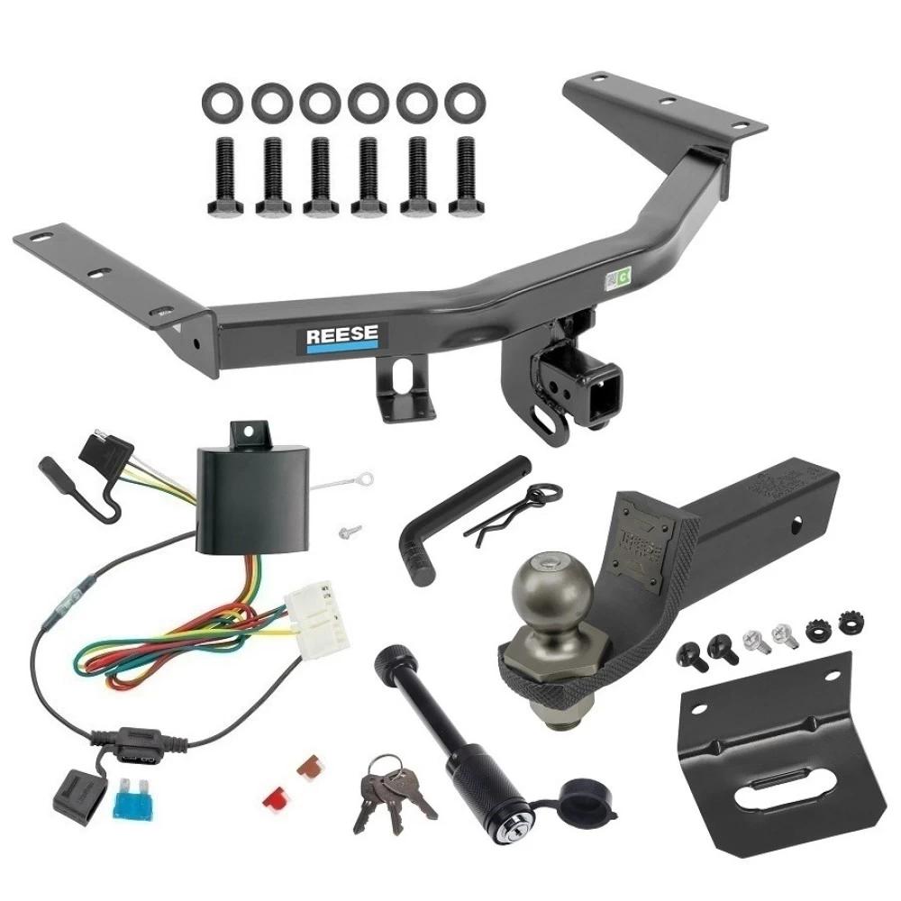 For 2014-2020 Acura MDX Trailer Hitch Tow PKG w/ 4-Flat Wiring + Interlock Tactical Starter Kit w/ 2" Drop & 2" Ball + Tactical Dogbone Lock + Wiring Bracket (Excludes: w/Full Size Spare Tire Models) By Reese Towpower