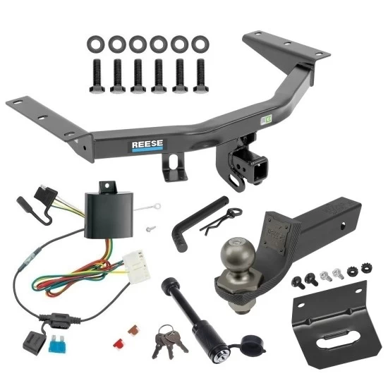 For 2014-2020 Acura MDX Trailer Hitch Tow PKG w/ 4-Flat Wiring + Interlock Tactical Starter Kit w/ 2" Drop & 2" Ball + Tactical Dogbone Lock + Wiring Bracket (Excludes: w/Full Size Spare Tire Models) By Reese Towpower