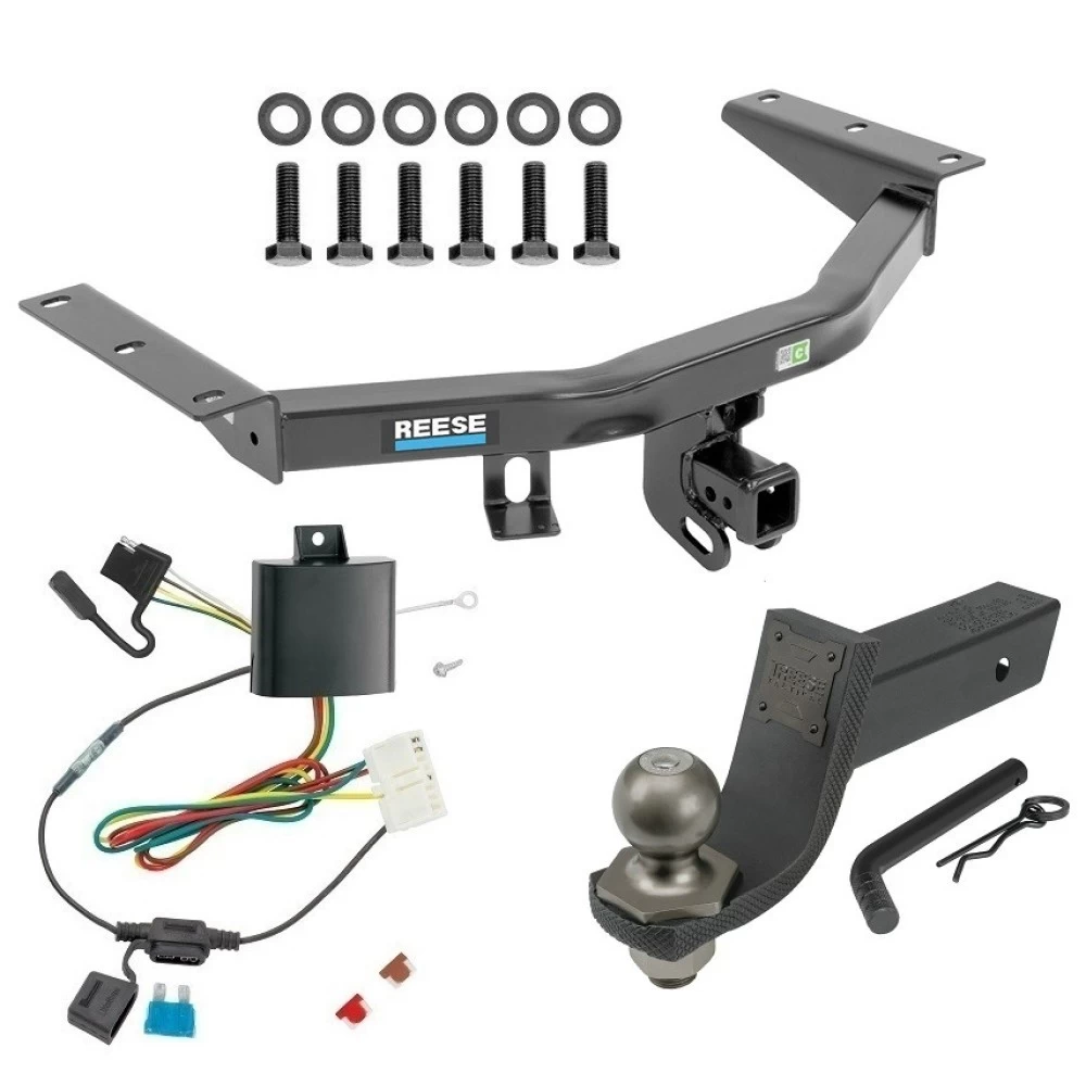 For 2014-2020 Acura MDX Trailer Hitch Tow PKG w/ 4-Flat Wiring + Interlock Tactical Starter Kit w/ 3-1/4" Drop & 2" Ball (Excludes: w/Full Size Spare Tire Models) By Reese Towpower