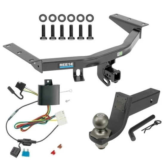 For 2014-2020 Acura MDX Trailer Hitch Tow PKG w/ 4-Flat Wiring + Interlock Tactical Starter Kit w/ 3-1/4" Drop & 2" Ball (Excludes: w/Full Size Spare Tire Models) By Reese Towpower