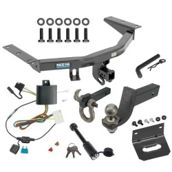 For 2014-2020 Acura MDX Trailer Hitch Tow PKG w/ 4-Flat Wiring + Interlock Tactical Starter Kit w/ 3-1/4" Drop & 2" Ball + Tactical Hook & Shackle Mount + Tactical Dogbone Lock + Wiring Bracket By Reese Towpower