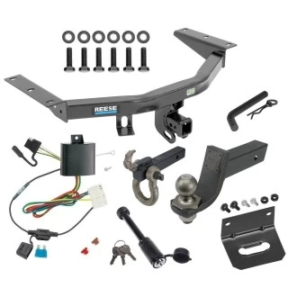 For 2014-2020 Acura MDX Trailer Hitch Tow PKG w/ 4-Flat Wiring + Interlock Tactical Starter Kit w/ 3-1/4" Drop & 2" Ball + Tactical Hook & Shackle Mount + Tactical Dogbone Lock + Wiring Bracket (Excludes: w/Full Size Spare Tire Models) B