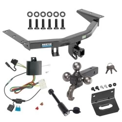 For 2014-2020 Acura MDX Trailer Hitch Tow PKG w/ 4-Flat Wiring + Tactical Triple Ball Ball Mount 1-7/8" & 2" & 2-5/16" Balls & Tow Hook + Tactical Dogbone Lock + Wiring Bracket By Reese Towpower