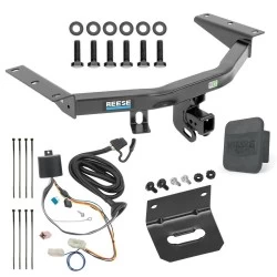 For 16-22 Honda Pilot All Models Trailer Hitch Tow PKG w/ 4-Flat Wiring Harness + Wiring Bracket + Hitch Cover By Reese Towpower