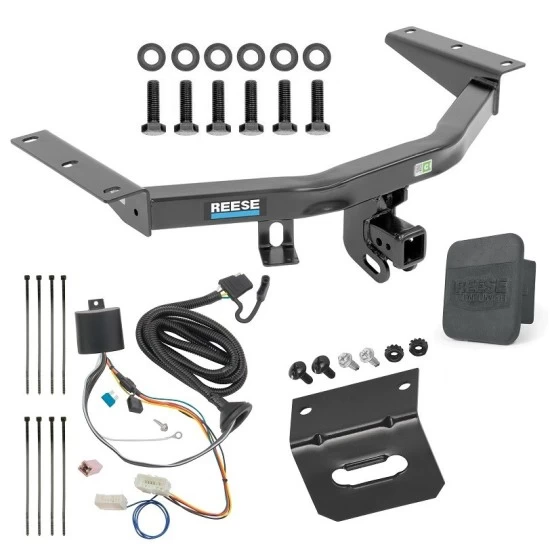 For 2016-2022 Honda Pilot Trailer Hitch Tow PKG w/ 4-Flat Wiring Harness + Wiring Bracket + Hitch Cover By Reese Towpower