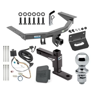 For 2016-2022 Honda Pilot Trailer Hitch Tow PKG w/ 4-Flat Wiring + Adjustable Drop Rise Ball Mount + Pin/Clip + 1-7/8" Ball + Wiring Bracket + Hitch Cover By Reese Towpower