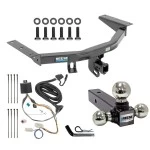For 2016-2022 Honda Pilot Trailer Hitch Tow PKG w/ 4-Flat Wiring + Triple Ball Ball Mount 1-7/8" & 2" & 2-5/16" Trailer Balls + Pin/Clip By Reese Towpower
