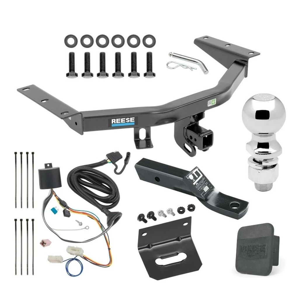 For 2016-2022 Honda Pilot Trailer Hitch Tow PKG w/ 4-Flat Wiring + Ball Mount w/ 2" Drop + 2-5/16" Ball + Wiring Bracket + Hitch Cover By Reese Towpower