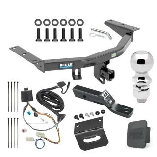 For 2016-2022 Honda Pilot Trailer Hitch Tow PKG w/ 4-Flat Wiring + Ball Mount w/ 2" Drop + 2-5/16" Ball + Wiring Bracket + Hitch Cover By Reese Towpower