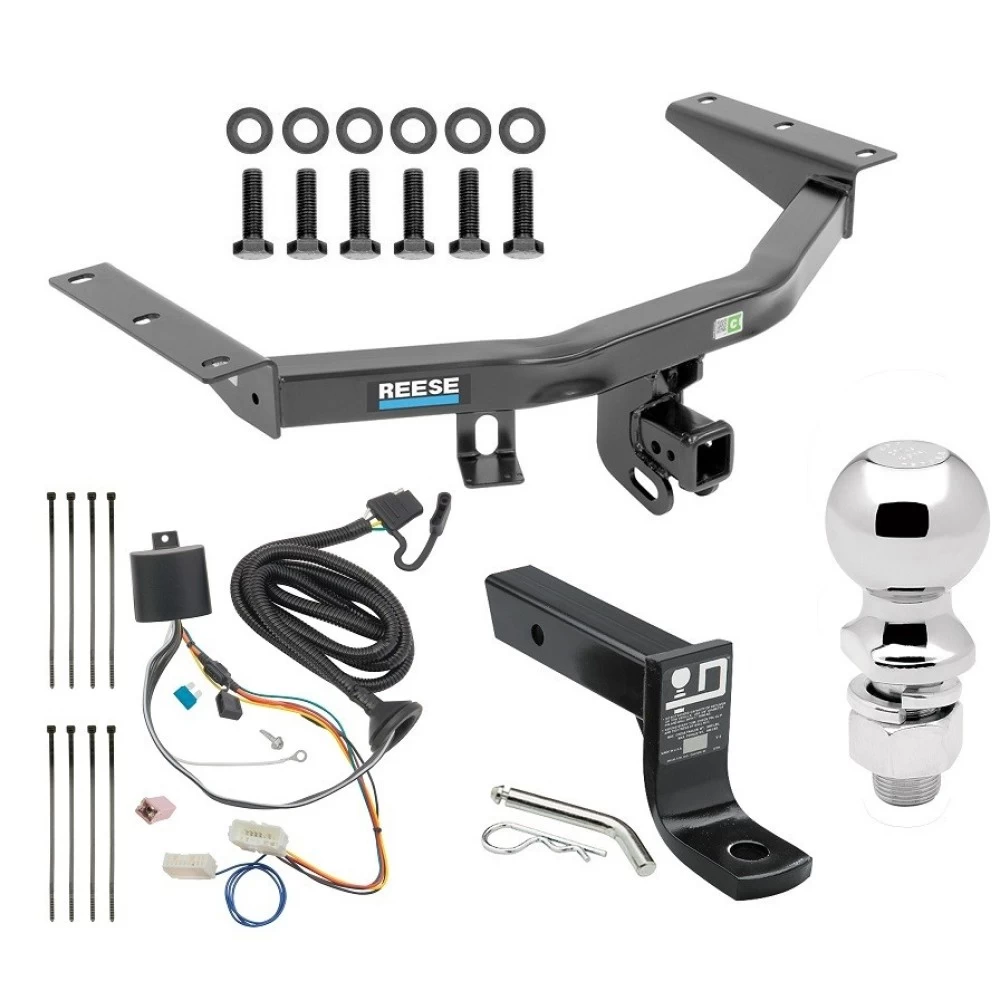 For 2016-2022 Honda Pilot Trailer Hitch Tow PKG w/ 4-Flat Wiring + Ball Mount w/ 4" Drop + 2-5/16" Ball By Reese Towpower