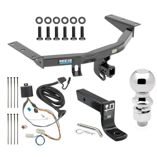 For 2016-2022 Honda Pilot Trailer Hitch Tow PKG w/ 4-Flat Wiring + Ball Mount w/ 4" Drop + 2-5/16" Ball By Reese Towpower