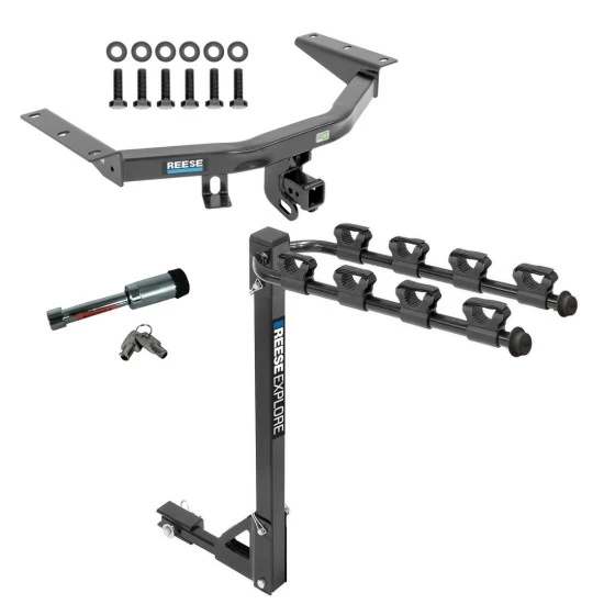 For 2016-2022 Honda Pilot Trailer Hitch kit by: Reese For 2016-2022 Honda Pilot Trailer Hitch Tow PKG w/ 4 Bike Carrier Rack + Hitch Lock By Reese Towpower