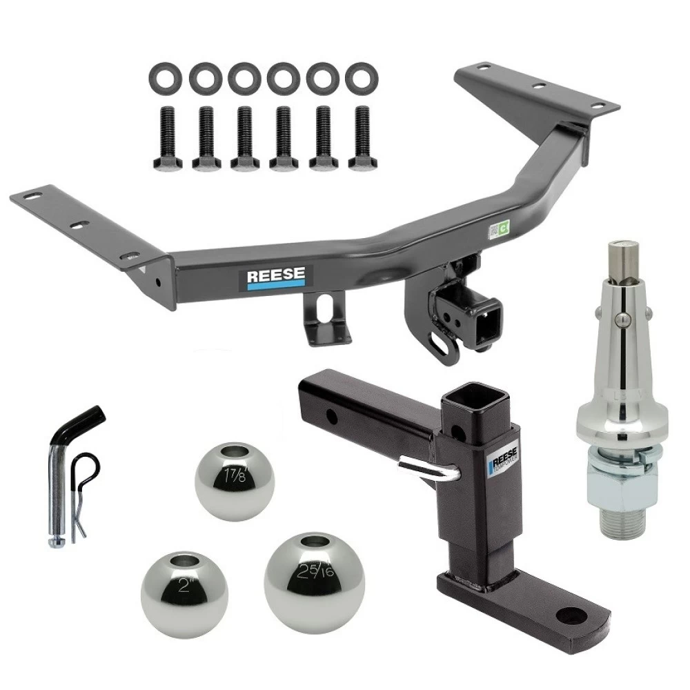 For 2014-2020 Acura MDX Trailer Hitch Tow PKG w/ Adjustable Drop Rise Ball Mount + Pin/Clip + Interchangeable 1-7/8" & 2" & 2-5/16" Balls (Excludes: w/Full Size Spare Tire Models) By Reese Towpower