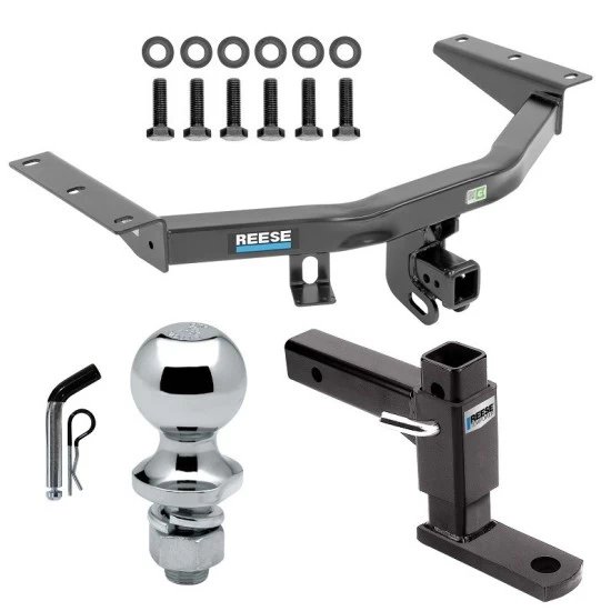 For 2014-2020 Acura MDX Trailer Hitch Tow PKG w/ Adjustable Drop Rise Ball Mount + Pin/Clip + 1-7/8" Ball (Excludes: w/Full Size Spare Tire Models) By Reese Towpower