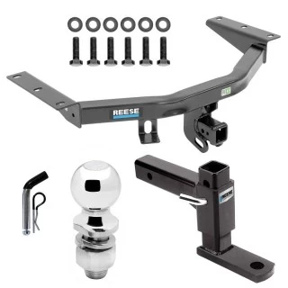 For 2014-2020 Acura MDX Trailer Hitch Tow PKG w/ Adjustable Drop Rise Ball Mount + Pin/Clip + 2" Ball (Excludes: w/Full Size Spare Tire Models) By Reese Towpower