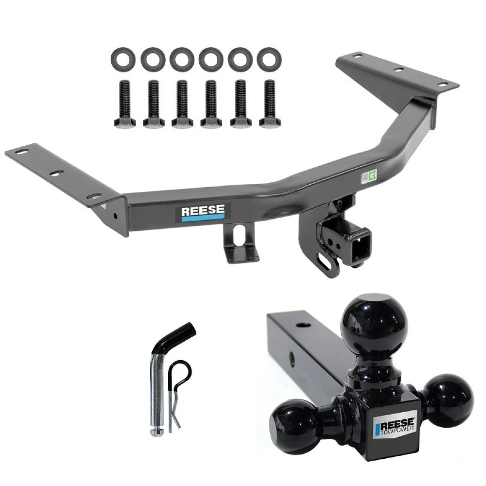 For 2014-2020 Acura MDX Trailer Hitch Tow PKG w/ Triple Ball Ball Mount 1-7/8" & 2" & 2-5/16" Trailer Balls + Pin/Clip (Excludes: w/Full Size Spare Tire Models) By Reese Towpower