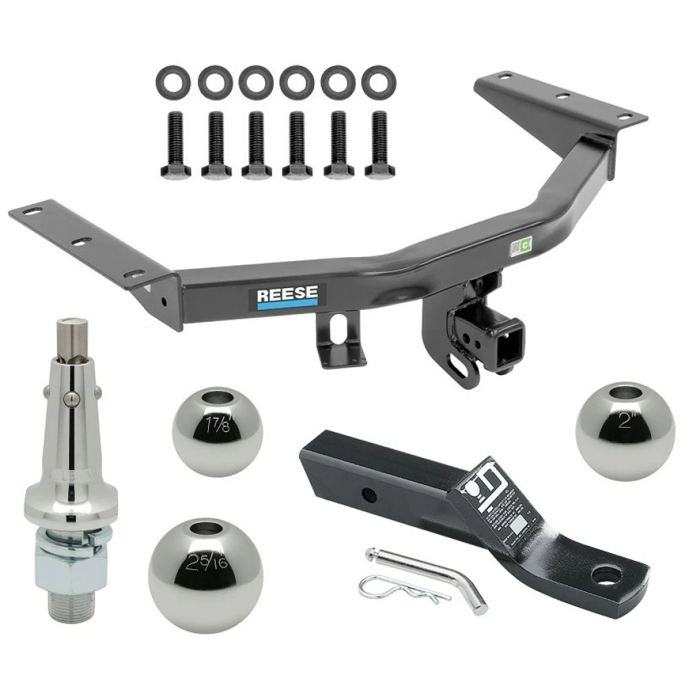 For 2014-2020 Acura MDX Trailer Hitch Tow PKG w/ Ball Mount w/ 2" Drop + Interchangeable Ball 1-7/8" & 2" & 2-5/16" (Excludes: w/Full Size Spare Tire Models) By Reese Towpower