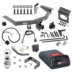 For 2014-2020 Acura MDX Trailer Hitch Tow PKG w/ 8K Round Bar Weight Distribution Hitch w/ 2-5/16" Ball + 2" Ball + Pin/Clip + Pro Series POD Brake Control + Plug & Play BC Adapter + 7-Way RV Wiring By Reese Towpower