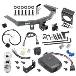 For 2014-2020 Acura MDX Trailer Hitch Tow PKG w/ 8K Round Bar Weight Distribution Hitch w/ 2-5/16" Ball + 2" Ball + Pin/Clip + Pro Series Pilot Brake Control + Plug & Play BC Adapter + 7-Way RV Wiring By Reese