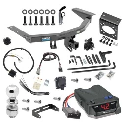 For 2014-2020 Acura MDX Trailer Hitch Tow PKG w/ 8K Round Bar Weight Distribution Hitch w/ 2-5/16" Ball + 2" Ball + Pin/Clip + Tekonsha BRAKE-EVN Brake Control + Plug & Play BC Adapter + 7-Way RV Wiring By Reese Towpower