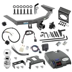 For 2014-2020 Acura MDX Trailer Hitch Tow PKG w/ 8K Round Bar Weight Distribution Hitch w/ 2-5/16" Ball + 2" Ball + Pin/Clip + Tekonsha Primus IQ Brake Control + Plug & Play BC Adapter + 7-Way RV Wiring By Reese Towpower