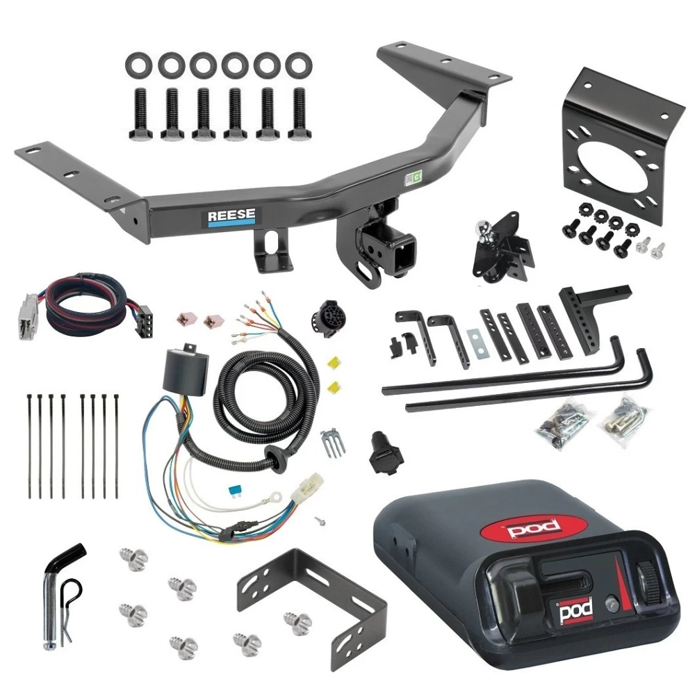 For 2016-2022 Honda Pilot Trailer Hitch kit by: Reese For 2016-2022 Honda Pilot Trailer Hitch Tow PKG w/ 8K Round Bar Weight Distribution Hitch w/ 2-5/16" Ball + Pin/Clip + Pro Series POD Brake Control + Plug & Play BC Adapter + 7-Way RV Wiring By Reese Towpower