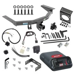 For 2014-2020 Acura MDX Trailer Hitch Tow PKG w/ 8K Round Bar Weight Distribution Hitch w/ 2-5/16" Ball + Pin/Clip + Pro Series POD Brake Control + Plug & Play BC Adapter + 7-Way RV Wiring By Reese Towpower