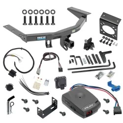 For 2014-2020 Acura MDX Trailer Hitch Tow PKG w/ 8K Round Bar Weight Distribution Hitch w/ 2-5/16" Ball + Pin/Clip + Pro Series Pilot Brake Control + Plug & Play BC Adapter + 7-Way RV Wiring By Reese Towpower