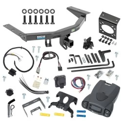 For 2014-2020 Acura MDX Trailer Hitch Tow PKG w/ 8K Round Bar Weight Distribution Hitch w/ 2-5/16" Ball + Pin/Clip + Tekonsha Prodigy P3 Brake Control + Plug & Play BC Adapter + 7-Way RV Wiring By Reese Towpower